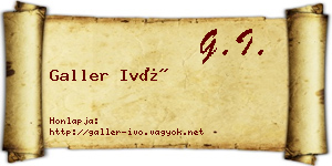 Galler Ivó névjegykártya